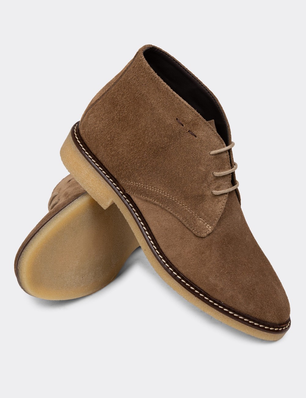 Sandstone Suede Leather Desert Boots - 01967ZVZNC02