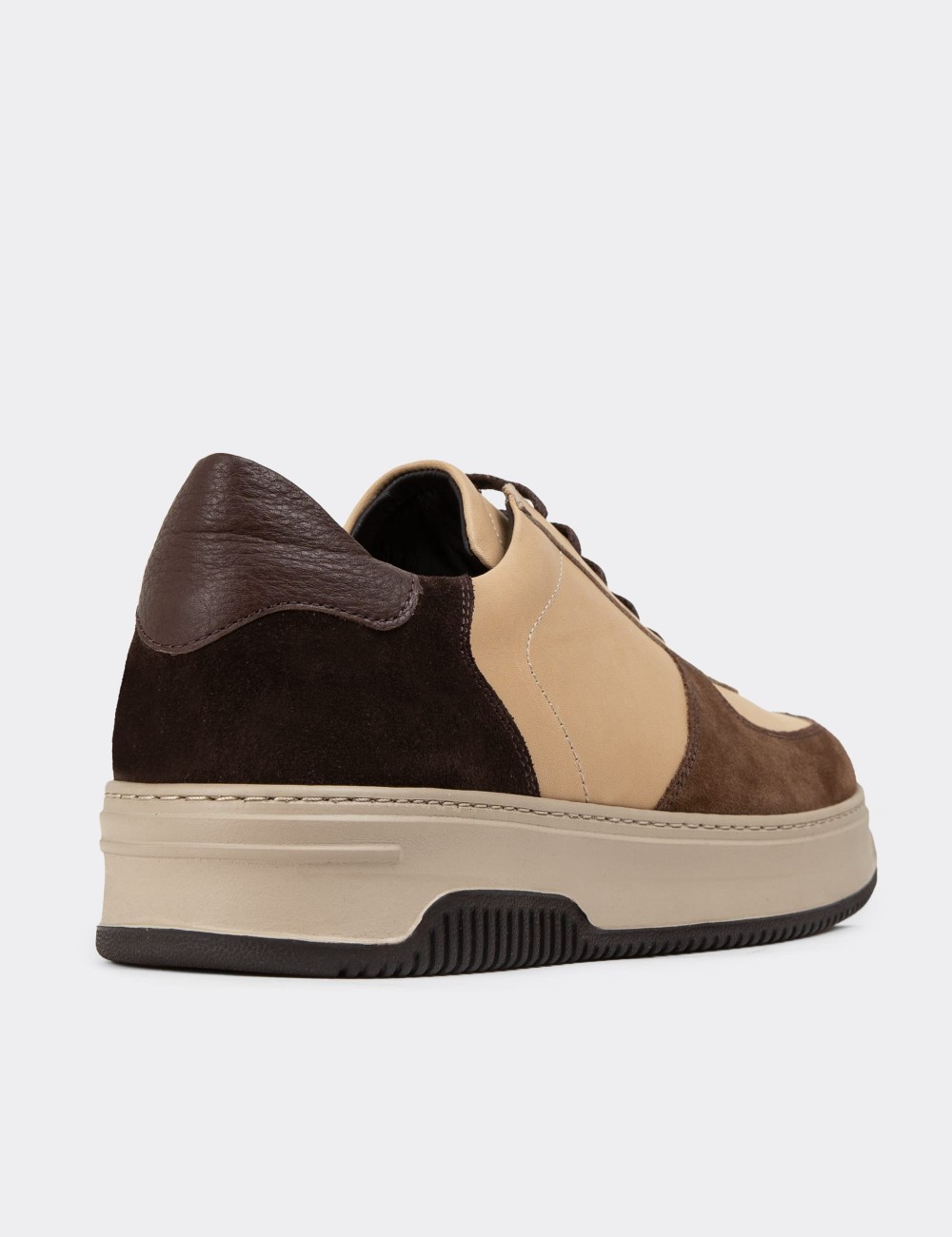 Sandstone Leather Sneakers - 01965MVZNE04