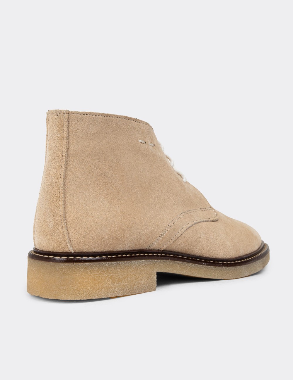 Beige Suede Leather Desert Boots - 01967ZBEJC01