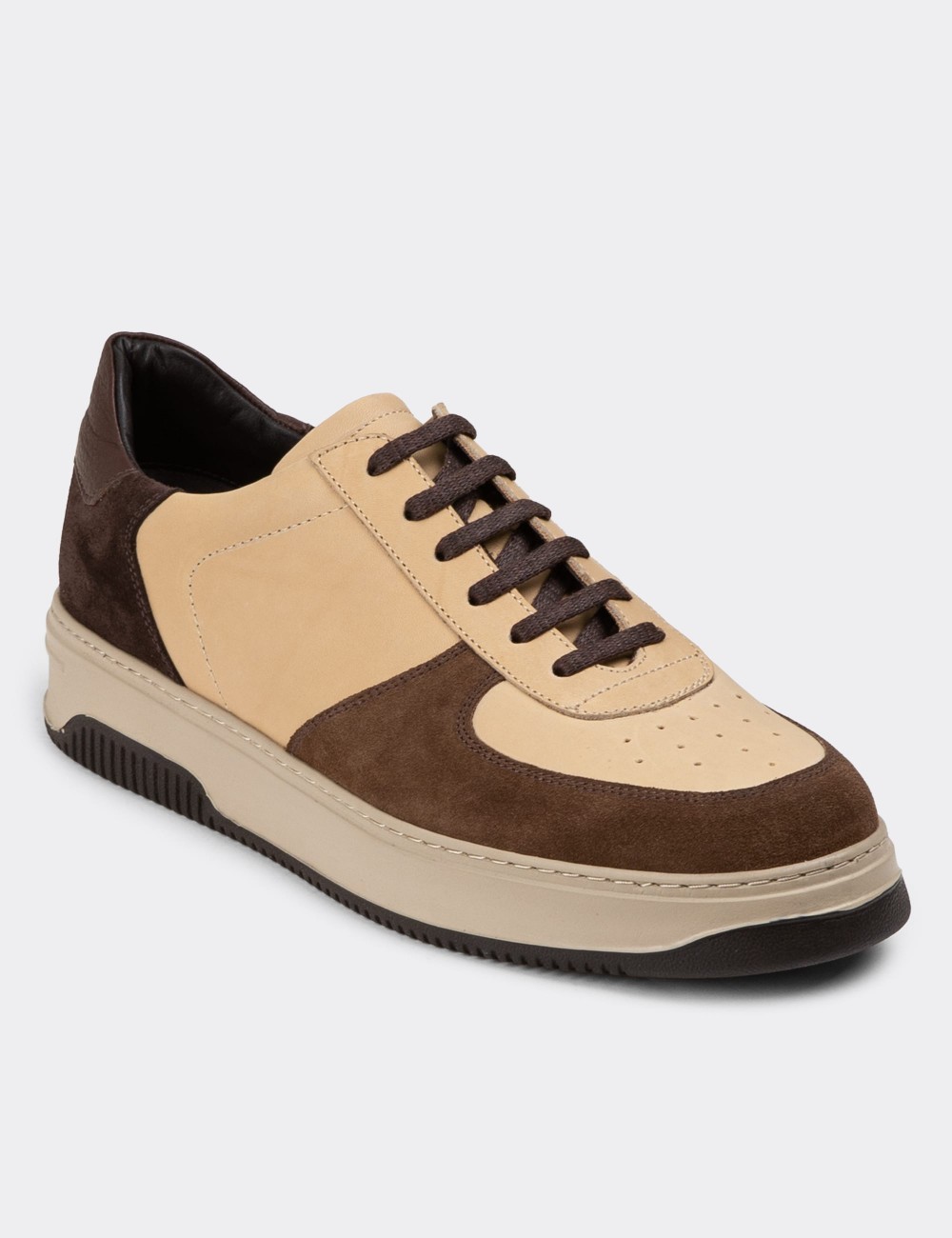 Sandstone Leather Sneakers - 01965MVZNE04