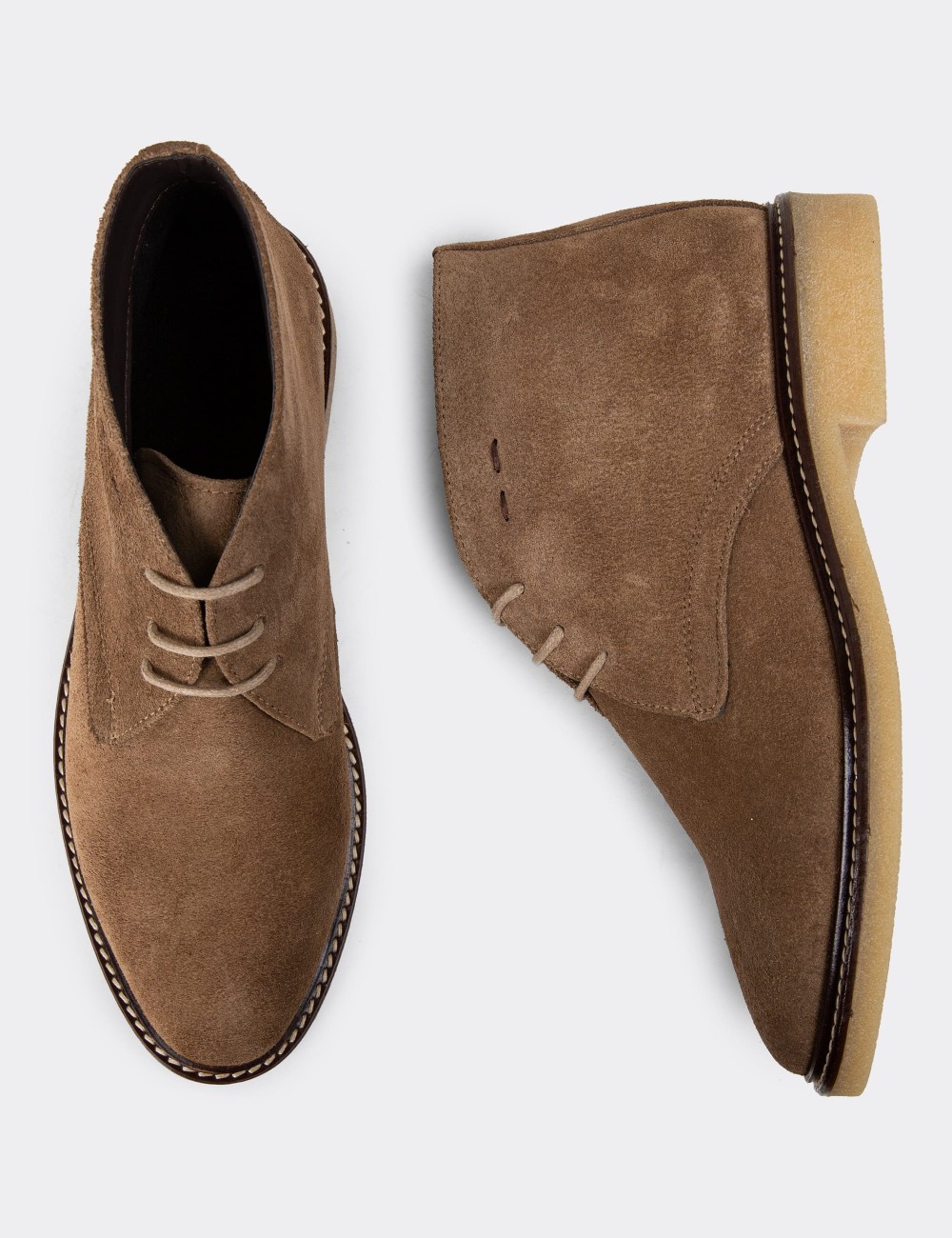 Sandstone Suede Leather Desert Boots - 01967ZVZNC02