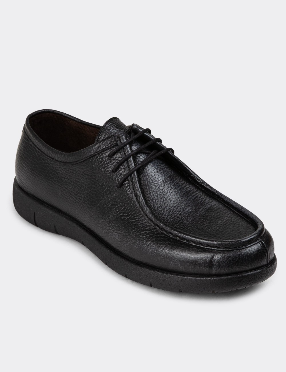 Anthracite Leather Lace-up Shoes - 01971MANTC01