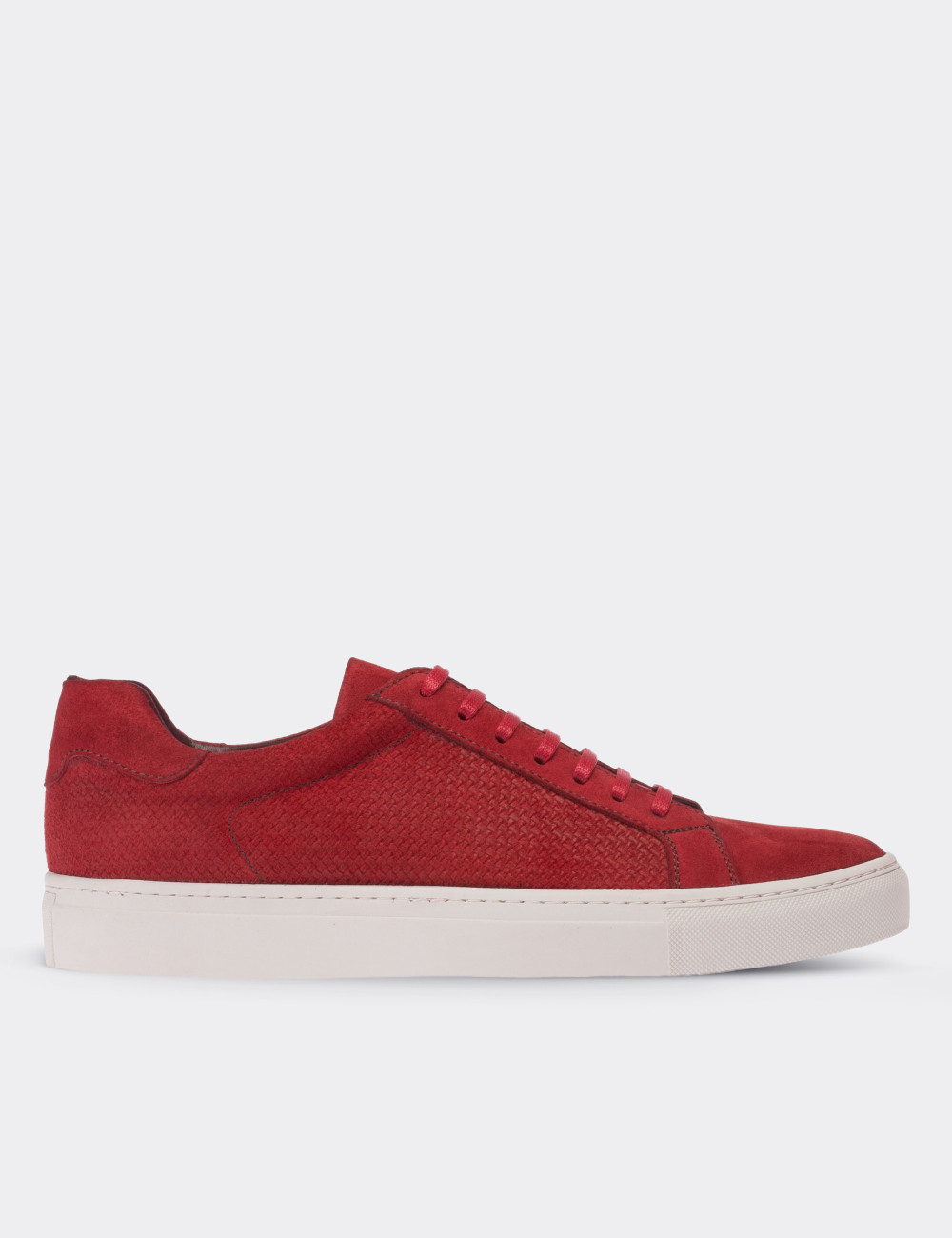 Red Suede Leather Sneakers - 01681MKRMC01