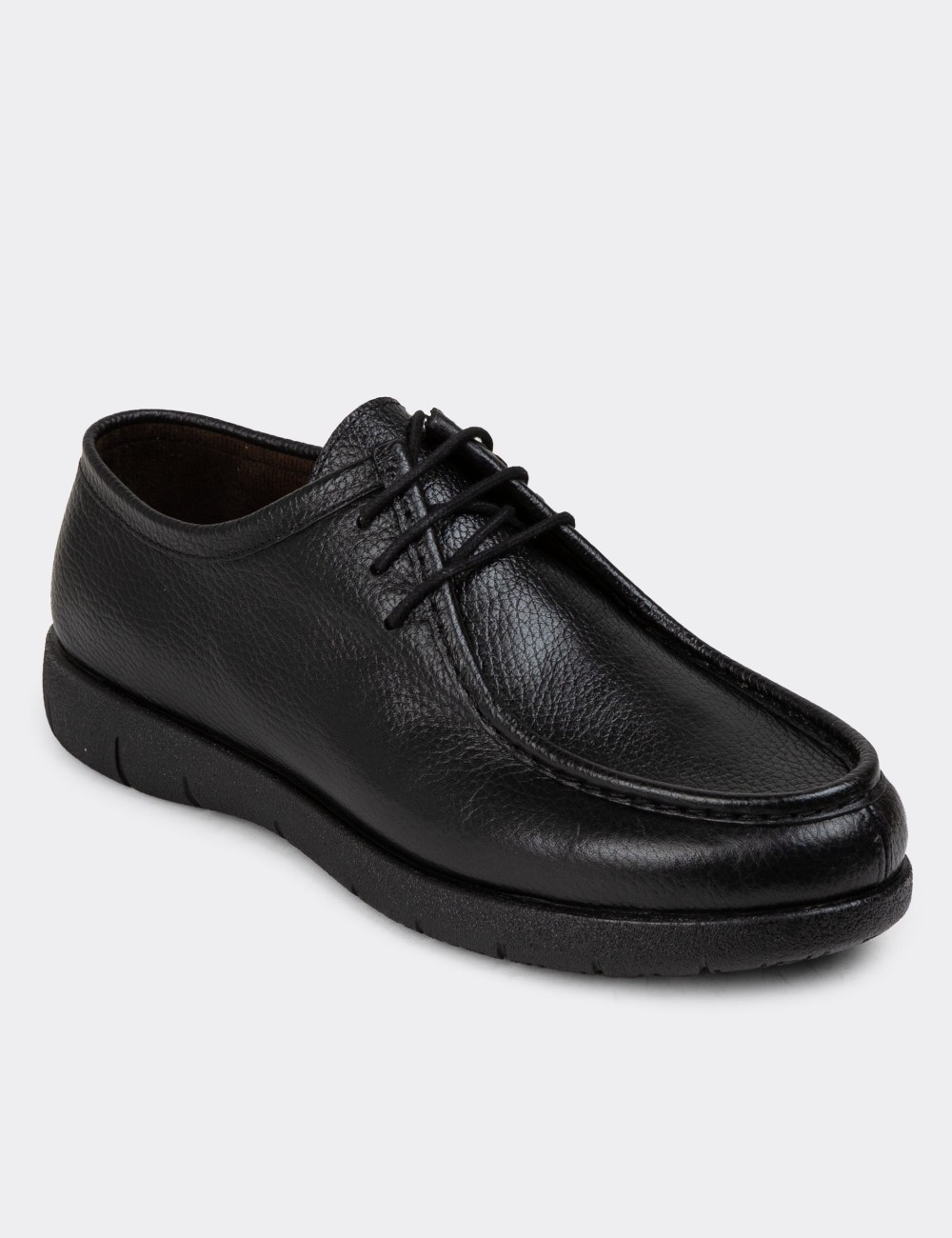 Black Leather Lace-up Shoes - 01971MSYHC01