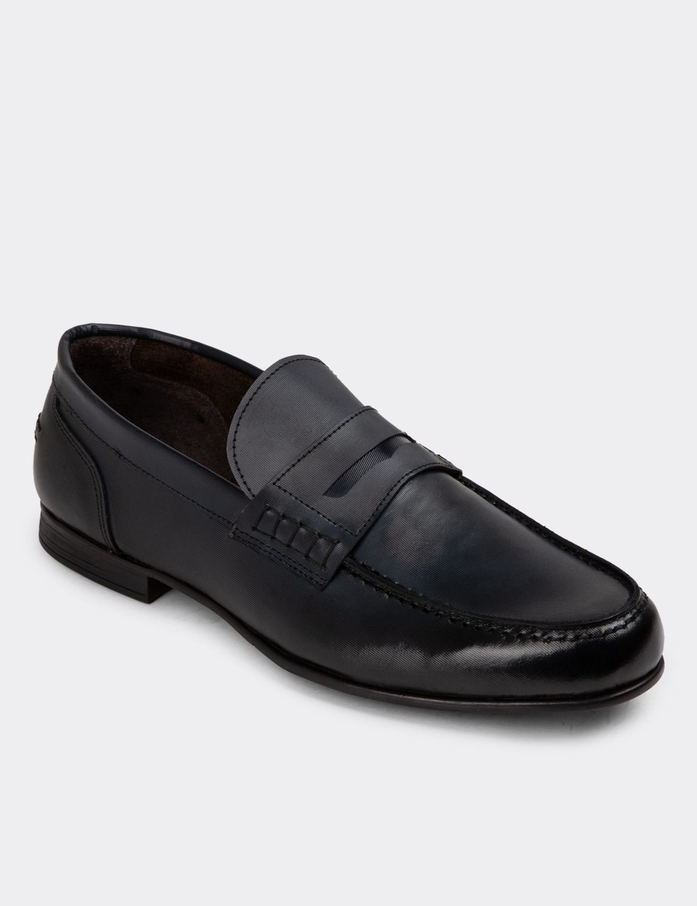 Anthracite Leather Loafers - 01978MANTC01