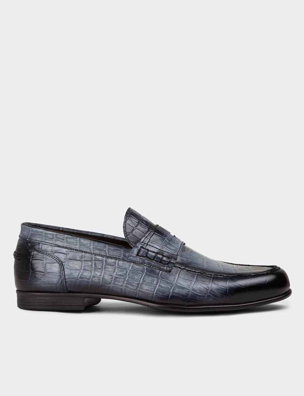 Gray Leather Loafers - 01978MGRIC03