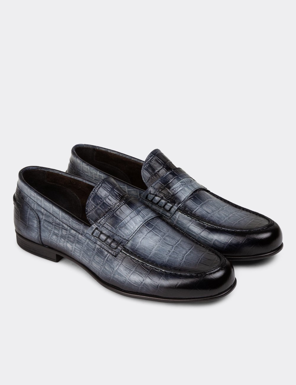 Gray Leather Loafers - 01978MGRIC03