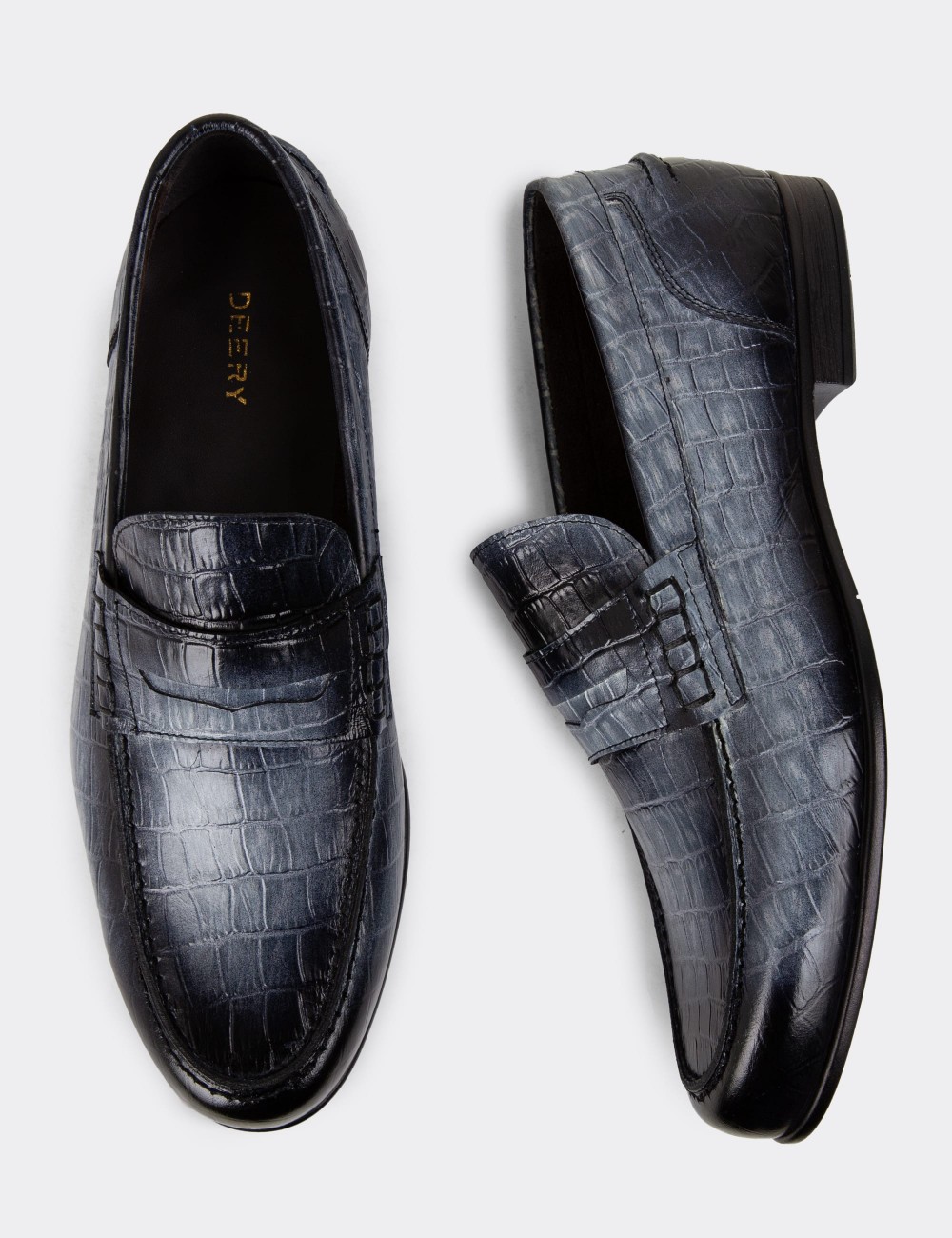 Gray Leather Loafers - 01978MGRIC03