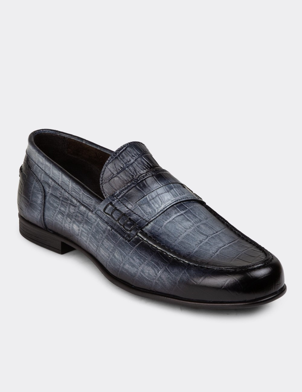 Gray Leather Loafers - 01978MGRIC03