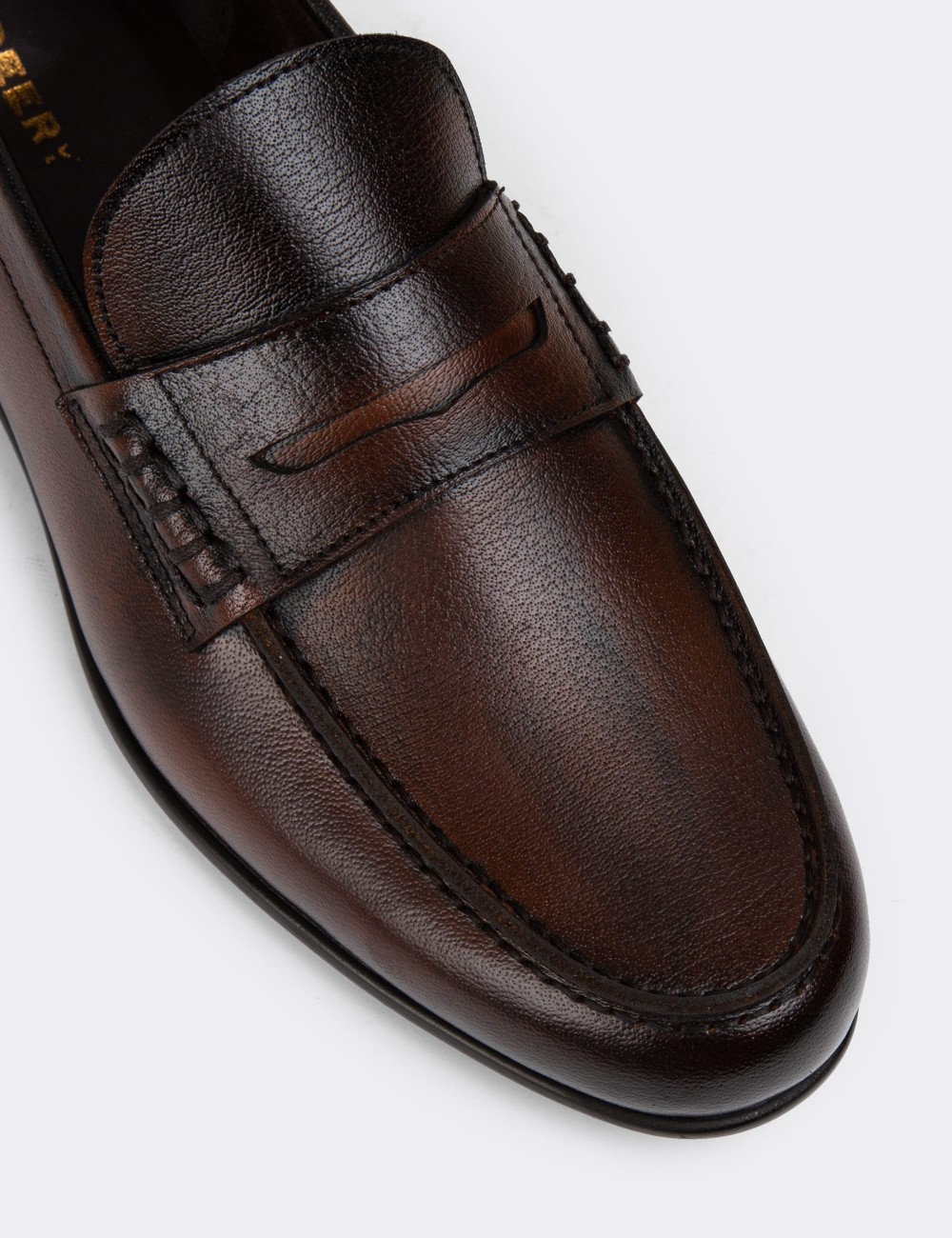 Brown Leather Vintage Loafers - 01978MKHVC04