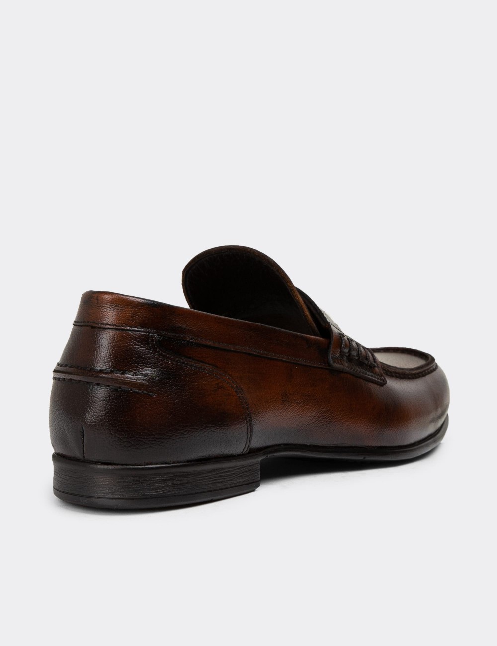 Brown Leather Vintage Loafers - 01978MKHVC04