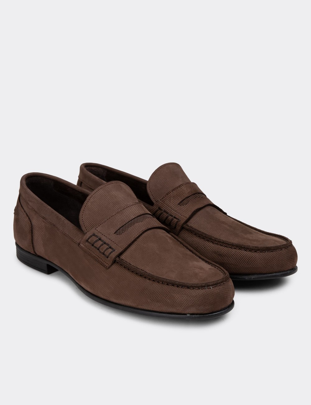 Brown Nubuck Calfskin Loafers - 01978MKHVC05