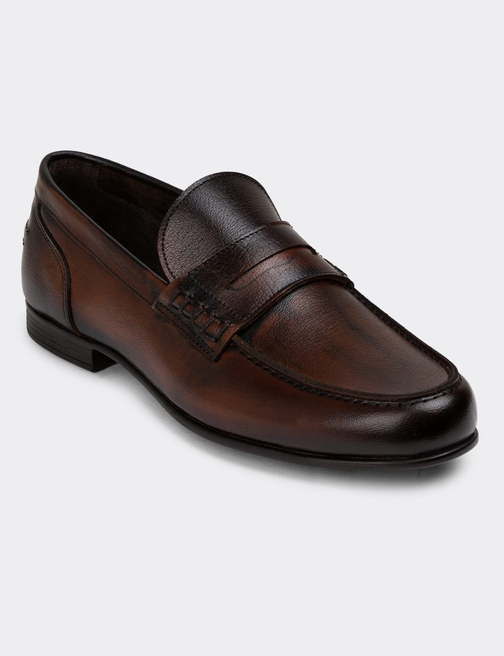 Brown Leather Vintage Loafers - 01978MKHVC04