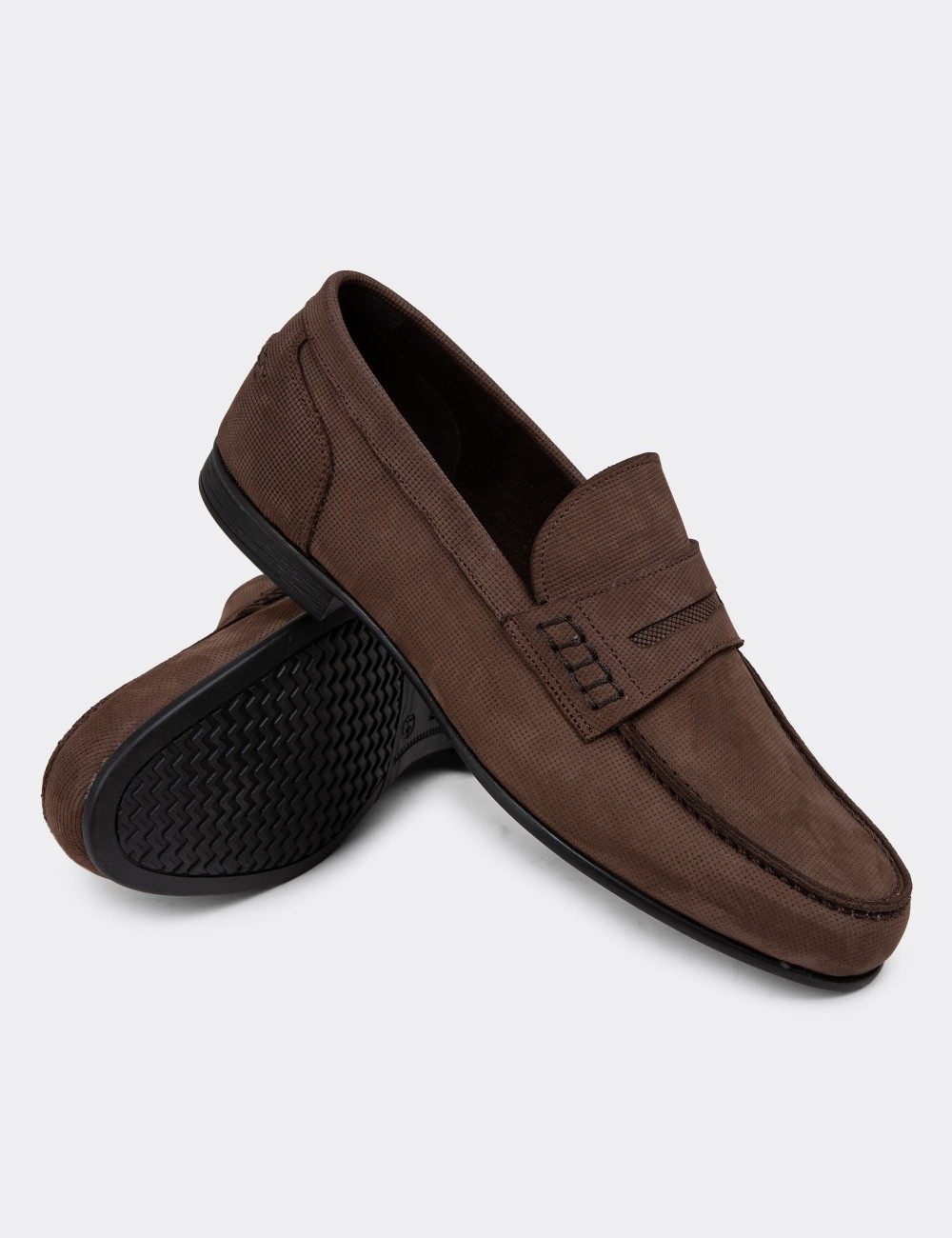 Brown Nubuck Calfskin Loafers - 01978MKHVC05