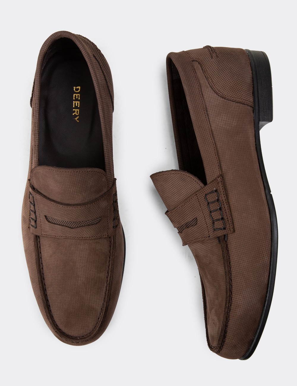 Brown Nubuck Calfskin Loafers - 01978MKHVC05