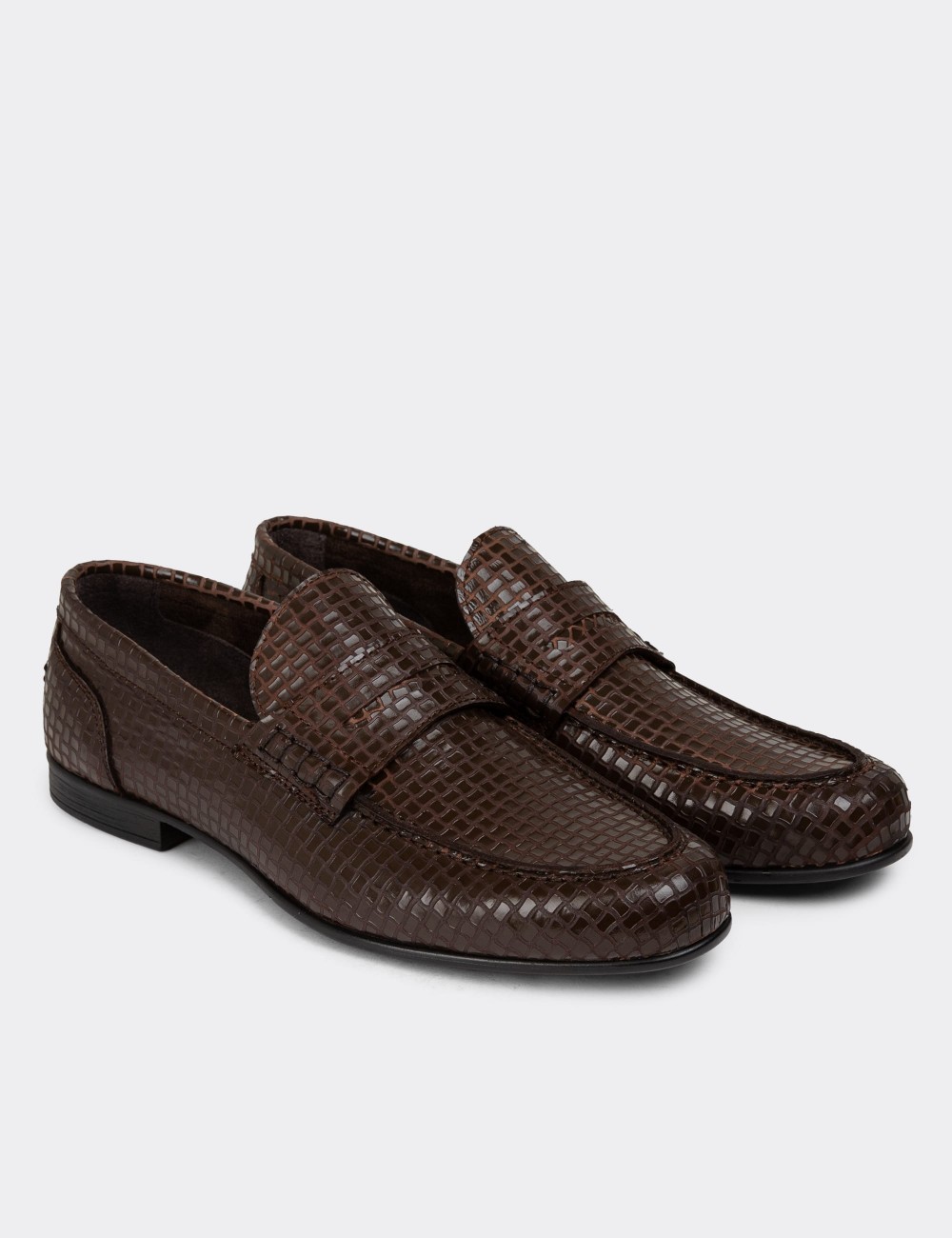 Brown Leather Loafers - 01978MKHVC08