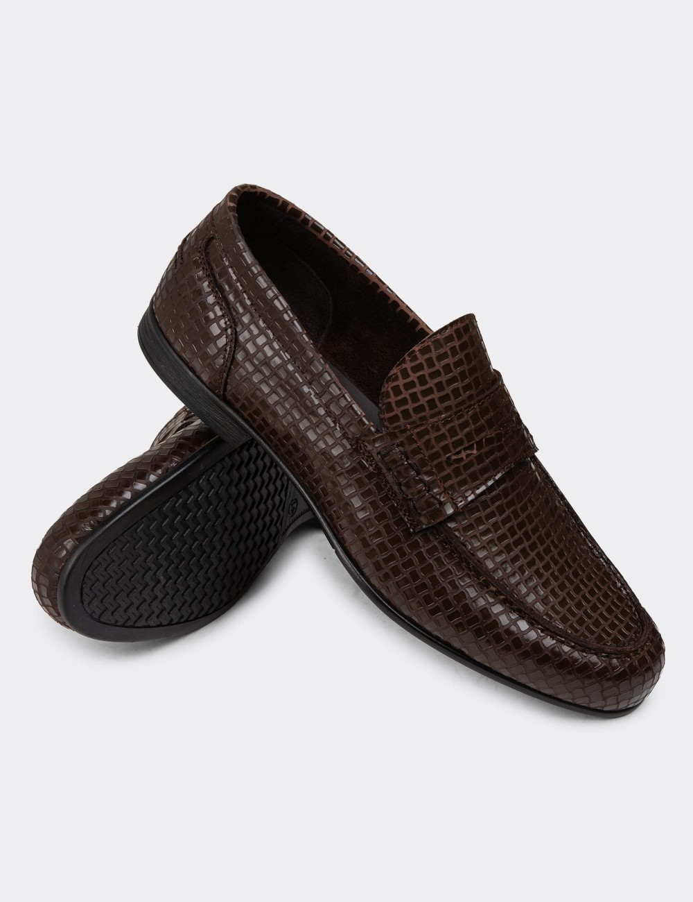 Brown Leather Loafers - 01978MKHVC08