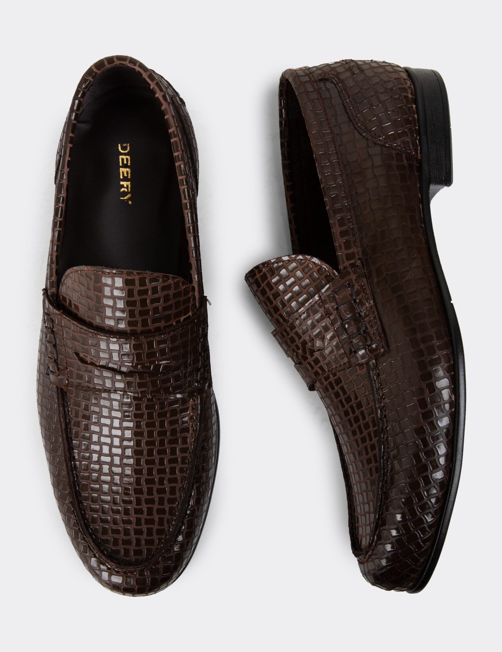 Brown Leather Loafers - 01978MKHVC08