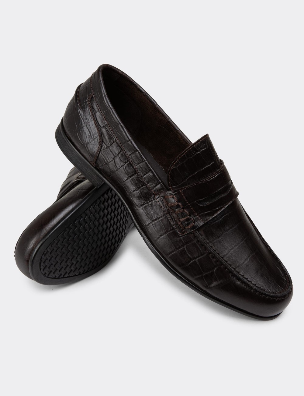 Brown Leather Loafers - 01978MKHVC13