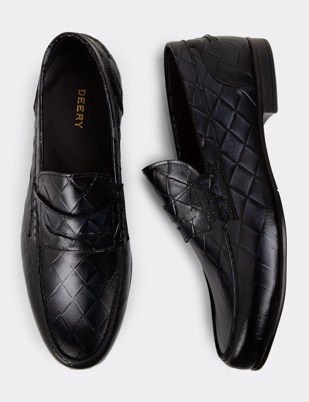 Navy Leather Loafers - 01978MLCVC01