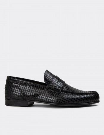 Black Leather Loafers - 01978MSYHC07