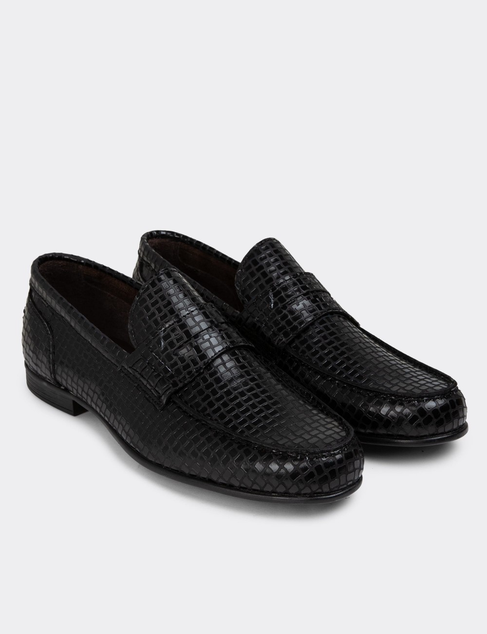 Black Leather Loafers - 01978MSYHC07