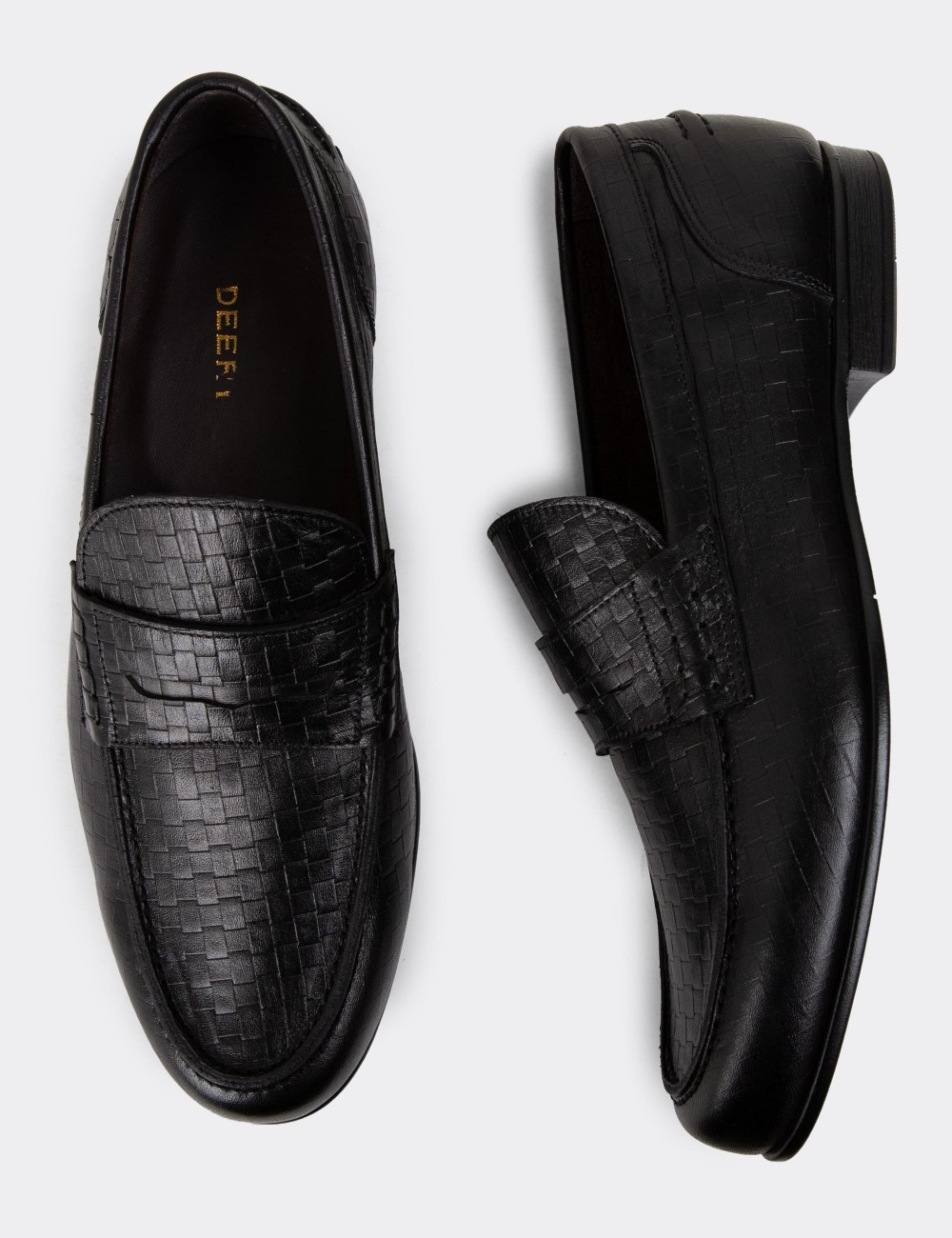 Black Leather Loafers - 01978MSYHC08