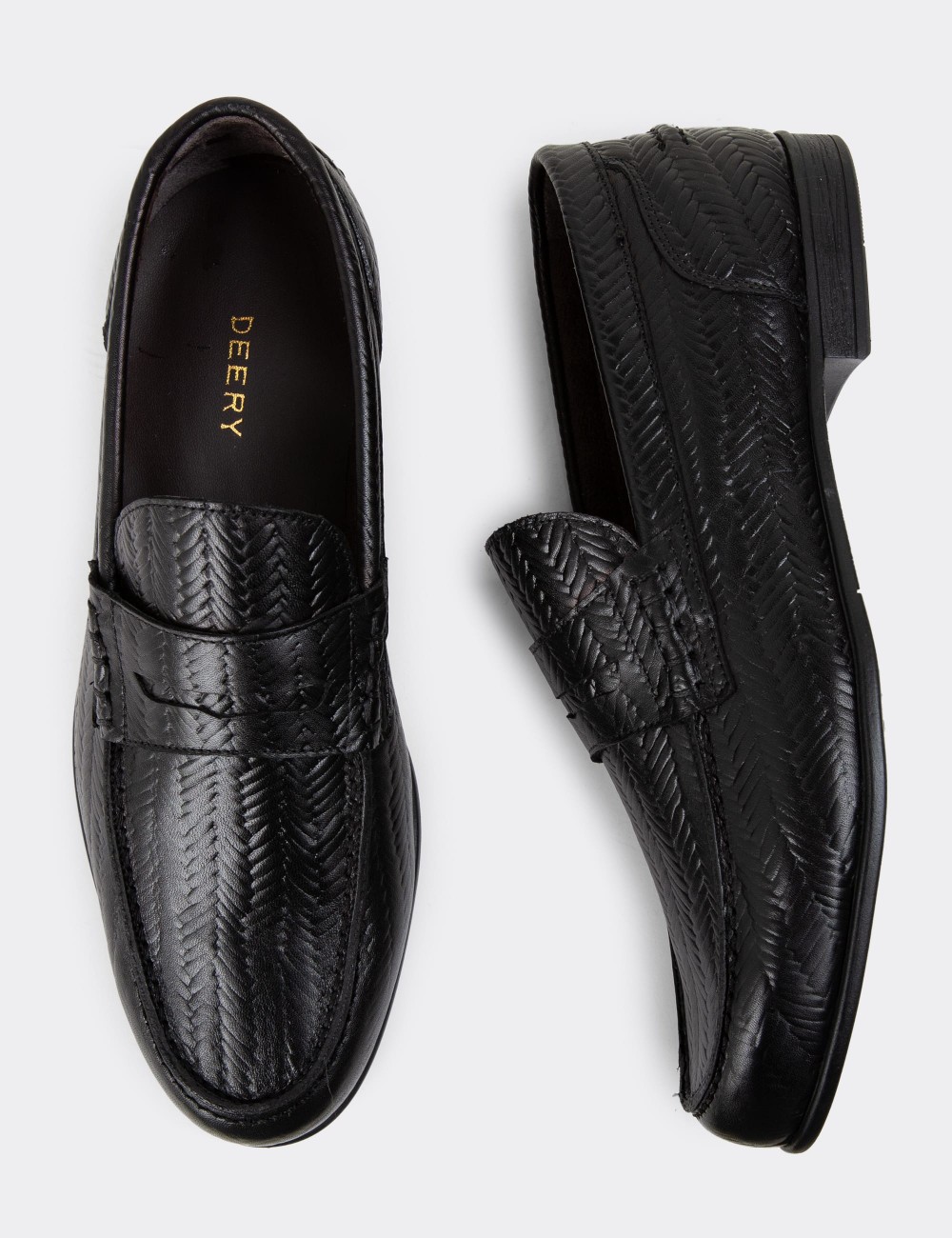 Black Leather Loafers - 01978MSYHC12