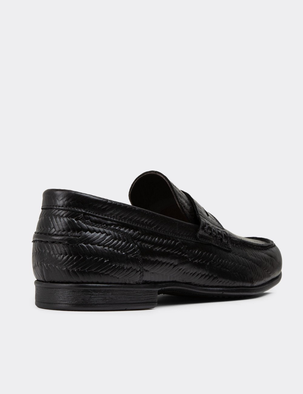 Black Leather Loafers - 01978MSYHC12