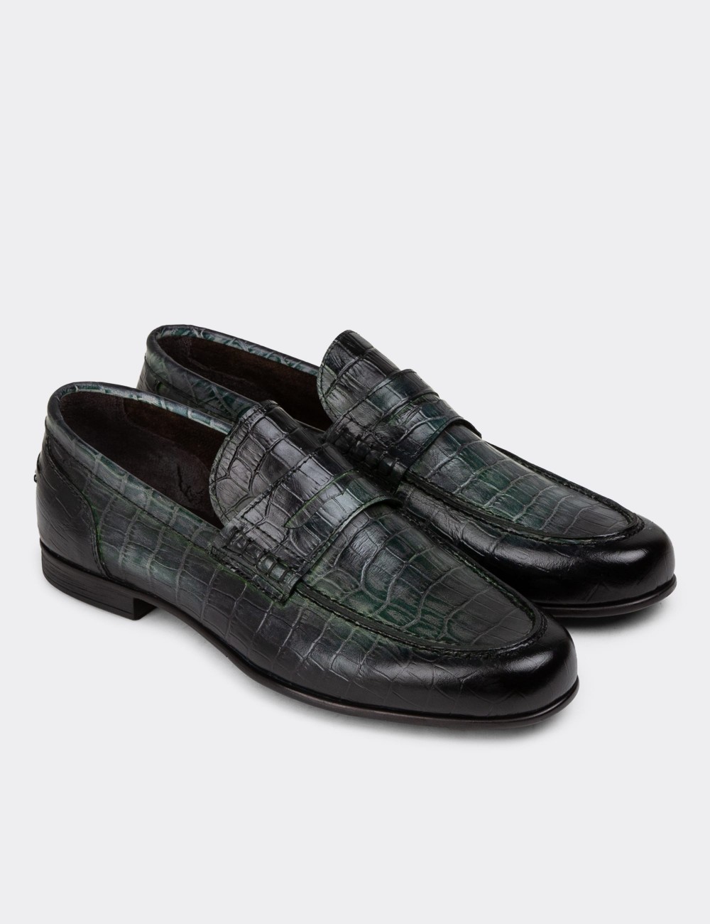 Green Leather Loafers - 01978MYSLC06