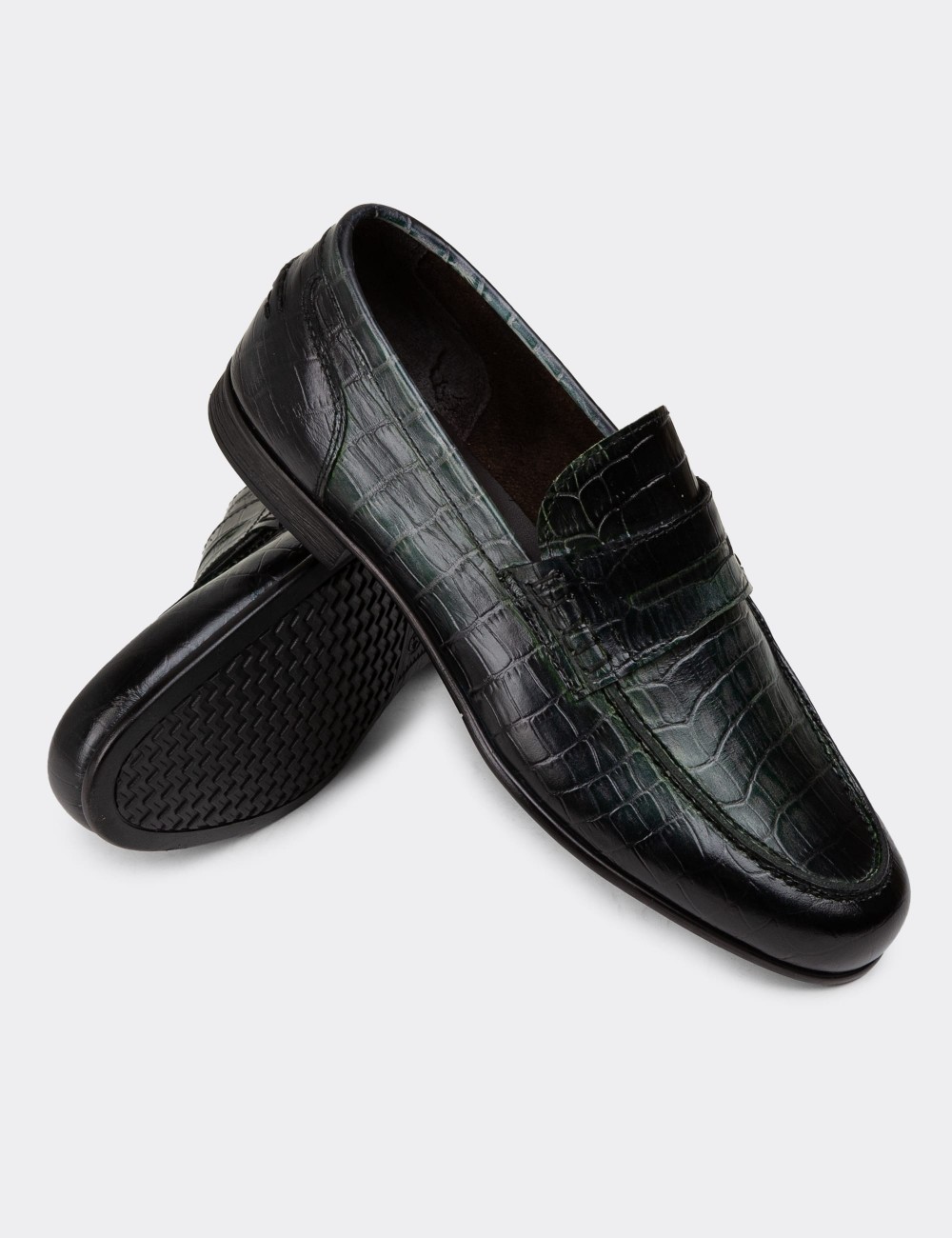 Green Leather Loafers - 01978MYSLC06