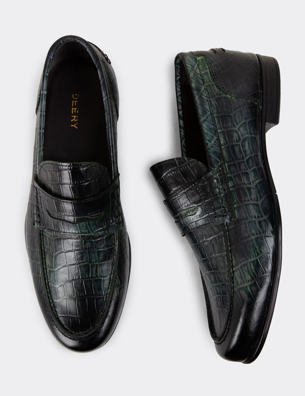 Green Leather Loafers - 01978MYSLC06