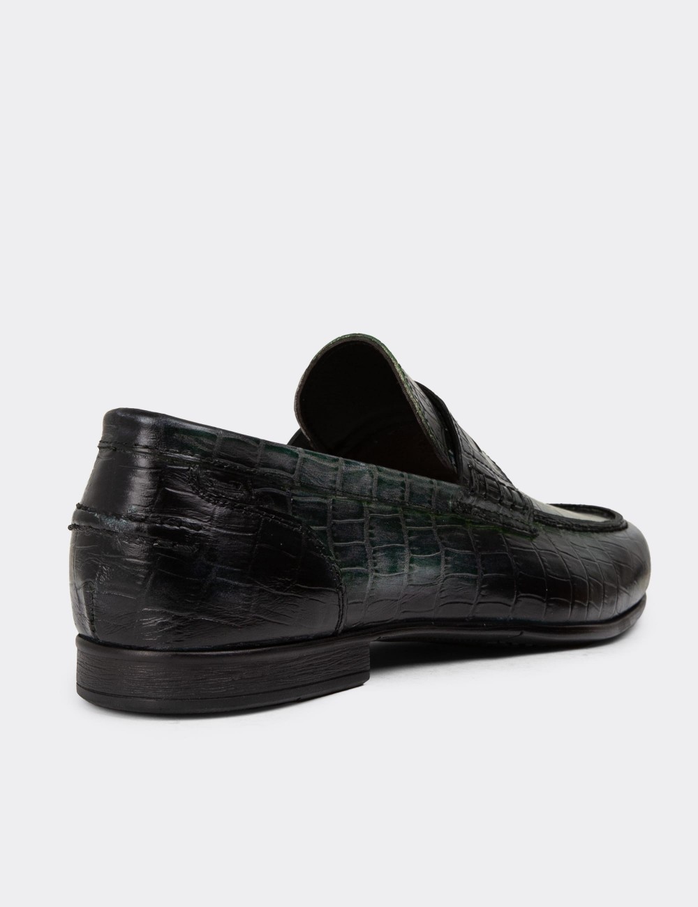 Green Leather Loafers - 01978MYSLC06