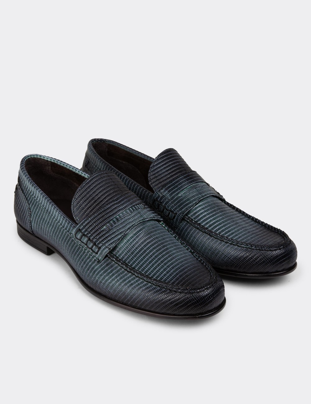 Green Leather Loafers - 01978MYSLC08