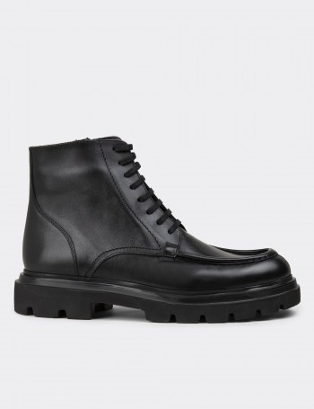 Black Leather Boots - 01979MSYHE01