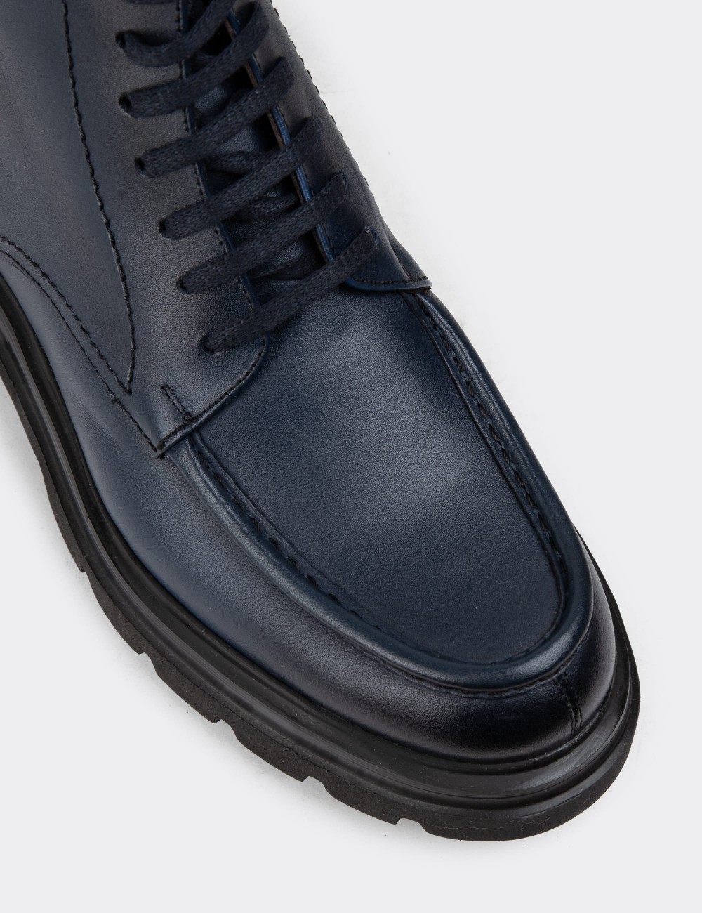 Navy Leather Boots - 01979MLCVE01