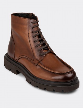 Tan Leather Boots - 01979MTBAE01