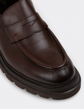 Brown Leather Loafers - 01980MKHVE01