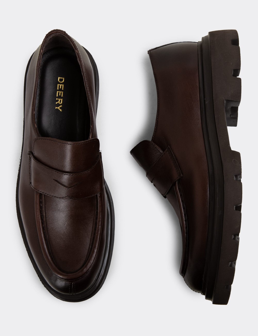 Brown Leather Loafers - 01980MKHVE01