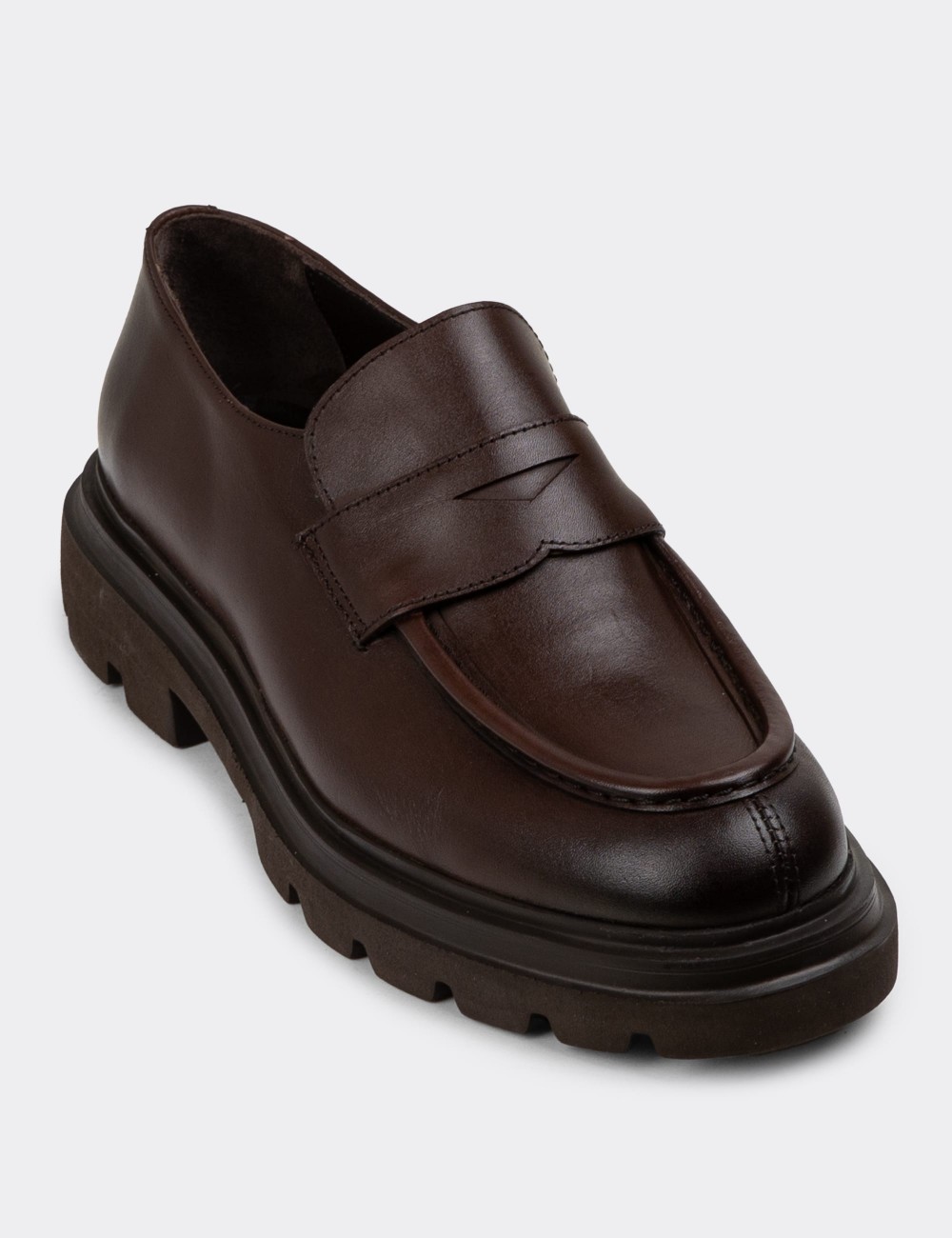 Brown Leather Loafers - 01980MKHVE01