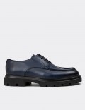 Navy Leather Lace-up Shoes