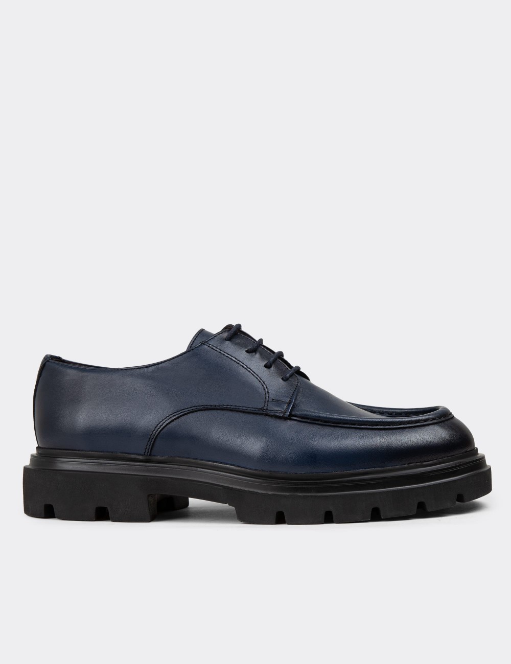 Navy Leather Lace-up Shoes - 01981MLCVE01