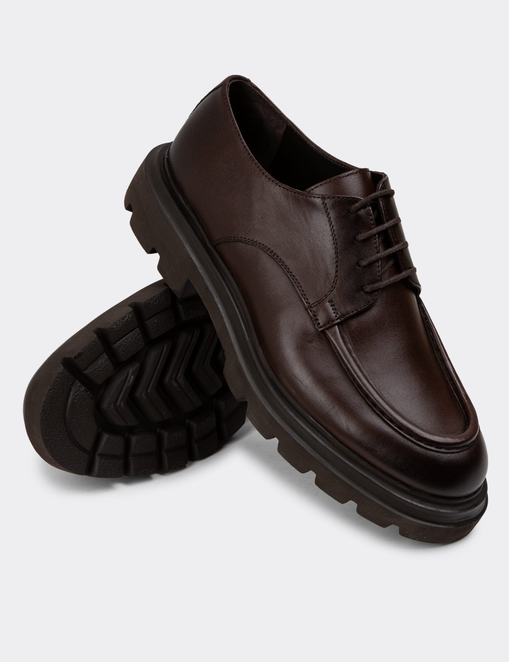 Brown Leather Lace-up Shoes - 01981MKHVE01