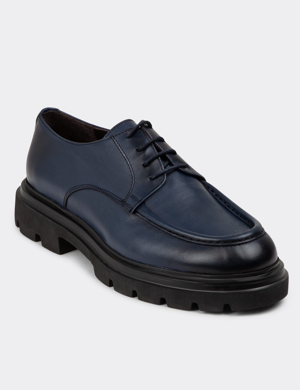 Navy Leather Lace-up Shoes - 01981MLCVE01