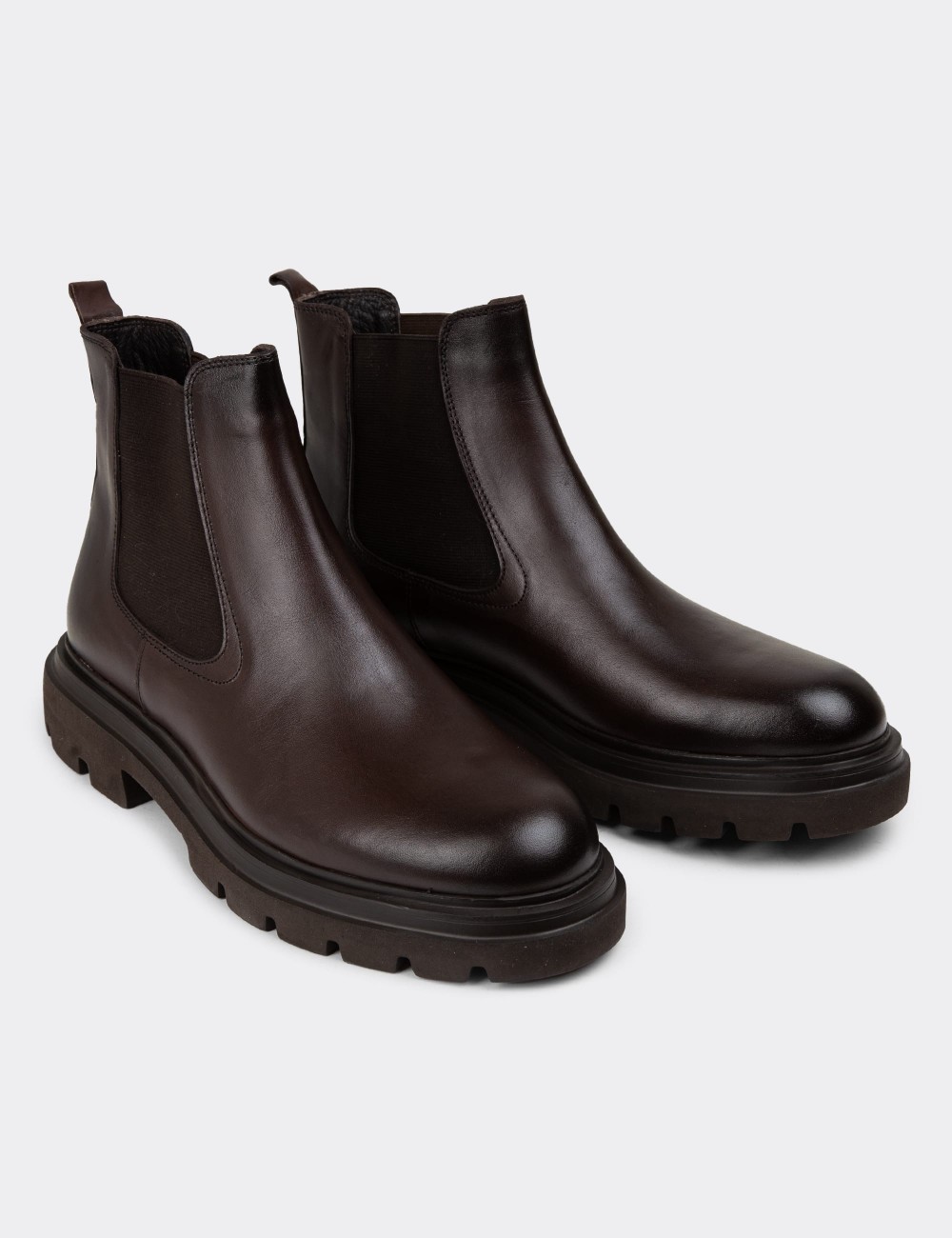 Brown Leather Chelsea Boots - 01982MKHVE01