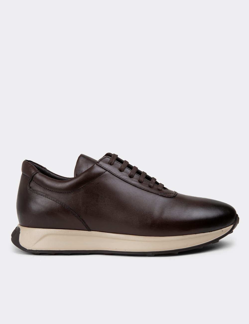 Brown Leather Sneakers - 01983MKHVE01