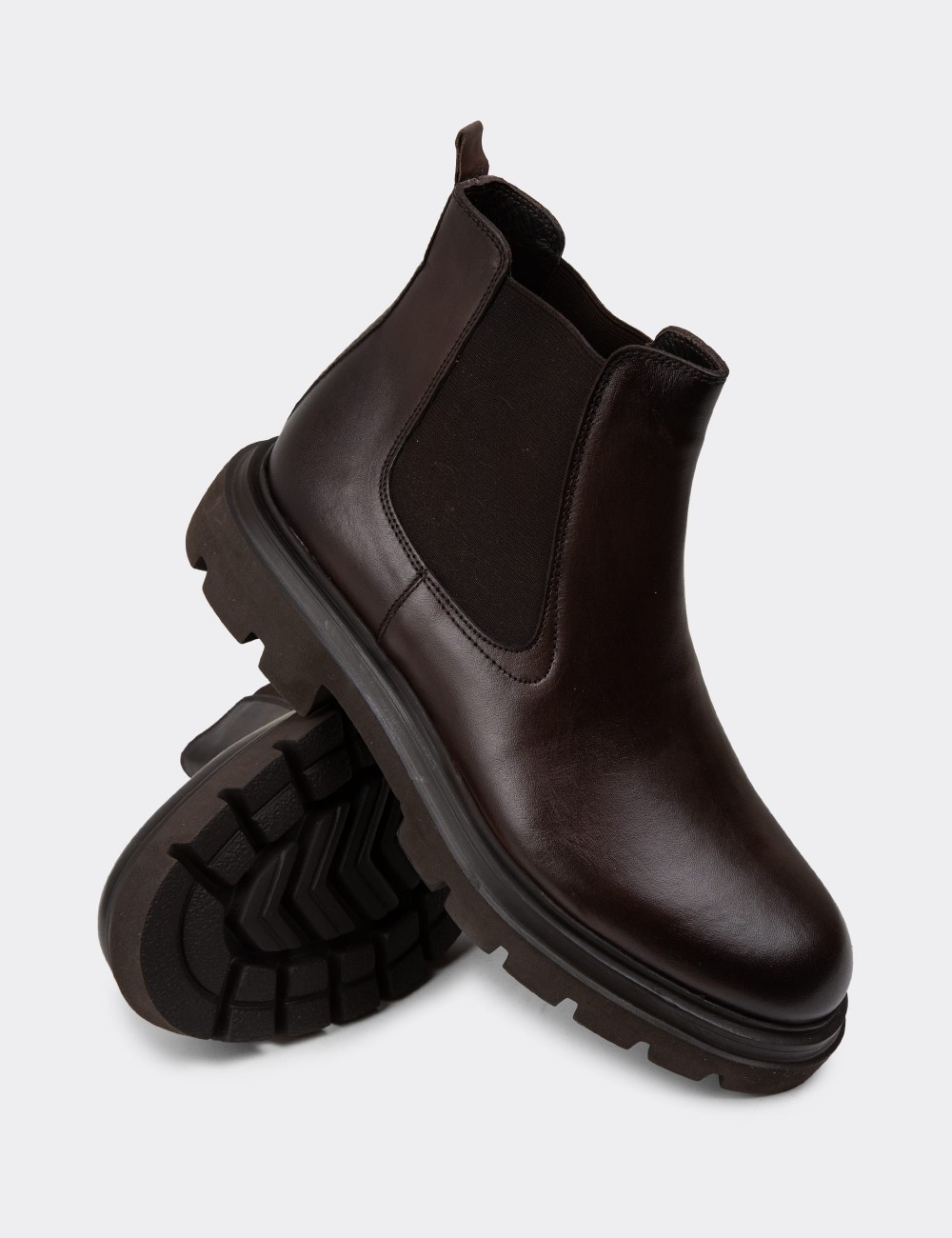 Brown Leather Chelsea Boots - 01982MKHVE01