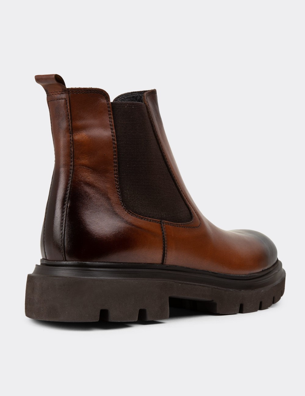 Tan Leather Chelsea Boots - 01982MTBAE01