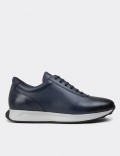 Navy Leather Sneakers