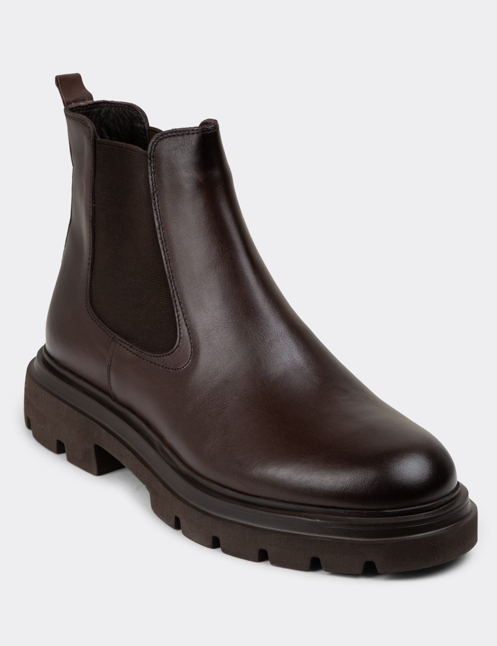 Brown Leather Chelsea Boots - 01982MKHVE01